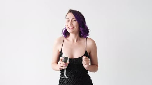 Birthday Greeting Happy Woman Festive Toast