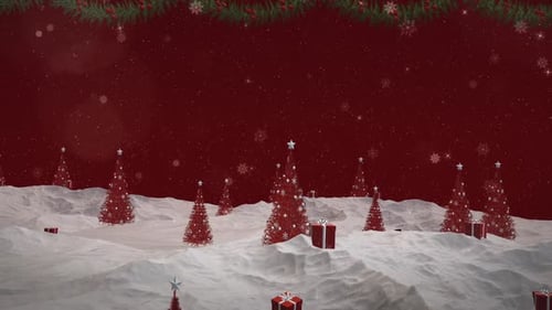 Animated Christmas Winter Wonderland Background with Snow and Presents