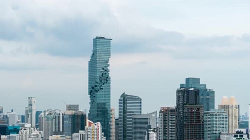 Time Lapse Cityscape and Highrise Buildings in Metropolis City Center