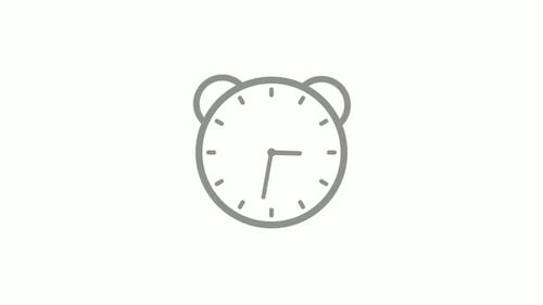 Animated Minimalist Flat Design Alarm Clock Icon Loop