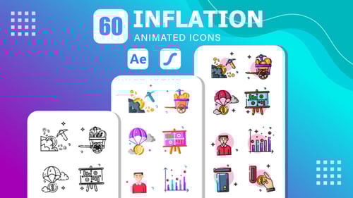 60 Inflation Animated Icons | After Effects Template & Lottie Animation