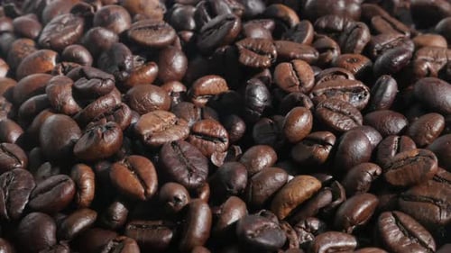 Pile of Roasted Coffee Beans Close Up