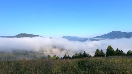 Mountain Landscape With Clouds and Clear Blue Sky