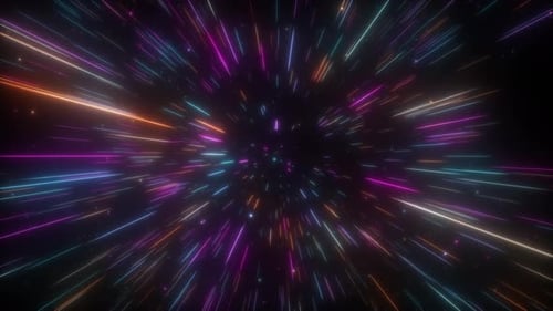 Futuristic Hyperspace Tunnel with Colorful Neon Light Streaks