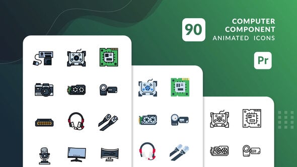 Animated Computer Components Icons Pack in Flat and Outline Styles ...