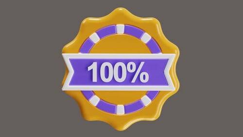 Animated 3D 100 Percent Quality Seal Badge
