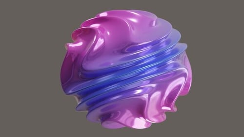 3D Animation of Pink and Blue Abstract Metallic Flip Circle Shape