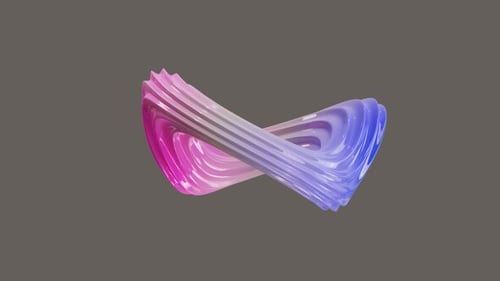 3D Animation of Pink and Blue Abstract Metallic Flip Circle Shape