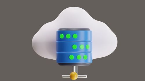 Animação 3D da infraestrutura de servidor em nuvem