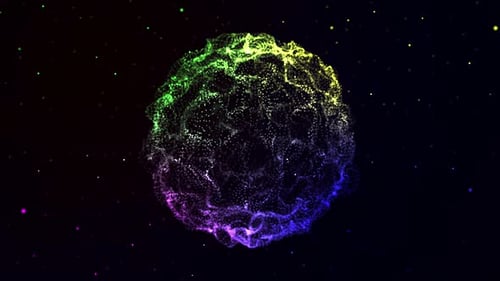 Colorful Abstract Wavy Particle Sphere Seamless Loop Background