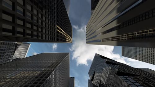 Business District with Office Buildings and Skyscrapers of Successful Companies