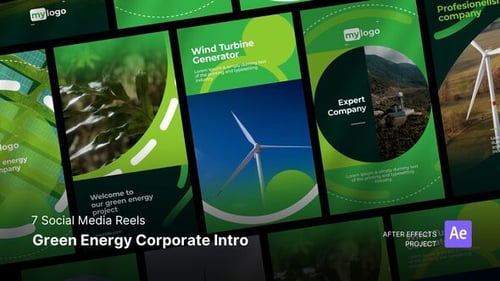 Social Media Reels - Green Energy Corporate Intro After Effects Project Files