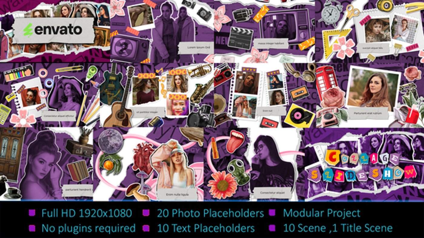Dynamic Retro Photo Collage Slideshow, Video Displays ft. collage title ...