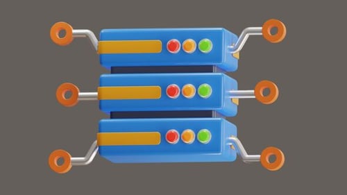 A animação 3D do armazenamento de dados protege as informações