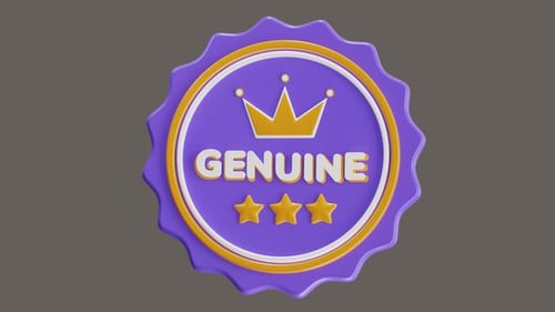 3D Genuine Quality Seal Badge Animation Reveal