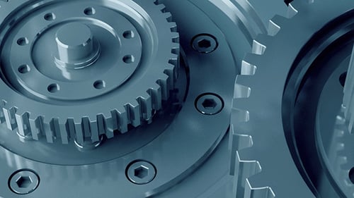 Smoothly Rotating Gears Animation for Technology and Engineering