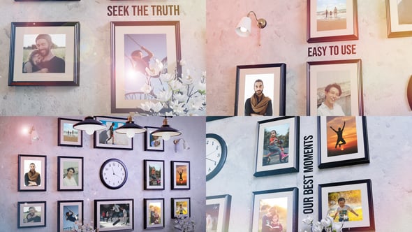 Animated Photo Frame Wall Slideshow with Light Leaks, Video Displays ft ...