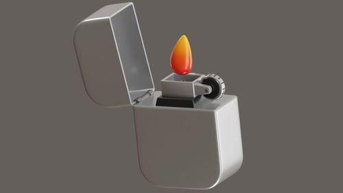 Silver Lighter Opens and Lights Up Animation