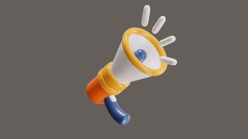 Animação 3D do megafone atrai a atenção