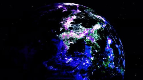 Futuristic Digital Earth Globe Rotation in Space