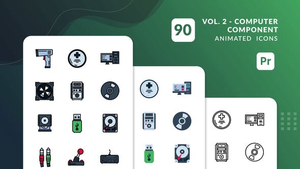 Computer Component Vol. 2 Animated Icons | Premiere Pro MOGRT, Elements ...
