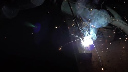 Welding Sparks Close Up Slow Motion