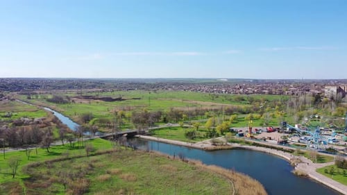 Small river in the city.