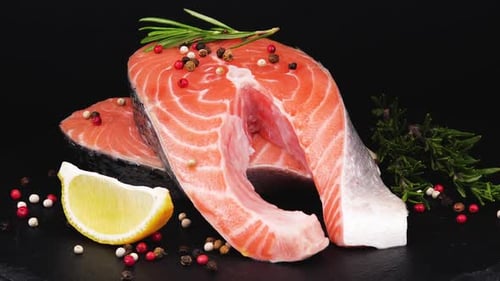 Raw Salmon Steaks with Lemon and Rosemary