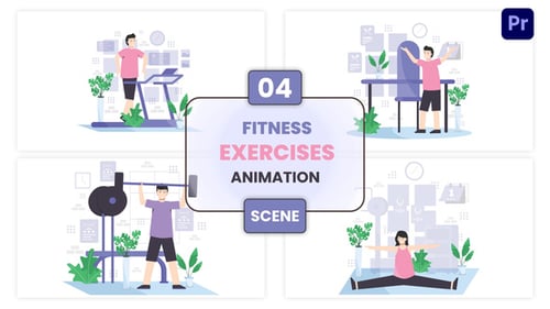 Fitness and Exercise Illustration Animation Scene, Elements ft. active ...