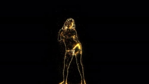 Dynamic Golden Particle Dancer Silhouette Animation