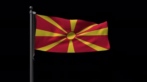Waving Flag of North Macedonia with Alpha Channel