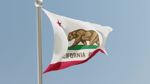 California State Flag Waving Animation Realistic Render