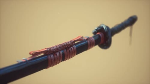 Asian Katana with Ornament Sward on Bright Background