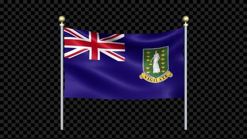 British Virgin Islands Flag Waving with Alpha Channel