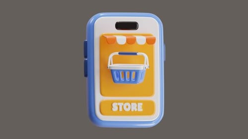 3D Animation of Online Store Shopping Cart Interaction