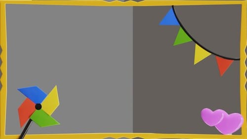 Playful Celebration Frame with Animated Pinwheel and Hearts