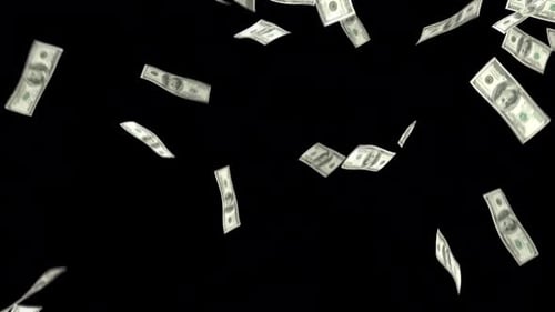 Realistic Falling US Dollar Bills Money Rain Animation