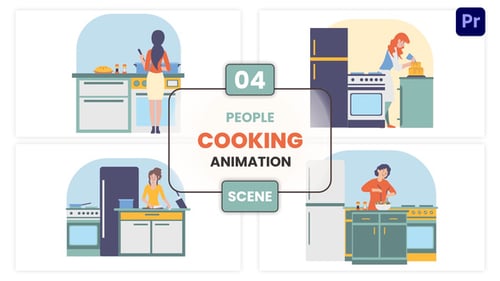 People Cooking Animation Scene, Elements ft. Animated chefs & cooking ...
