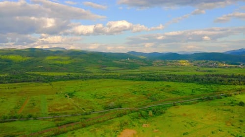 Aerial View on Spring Nature Highlands