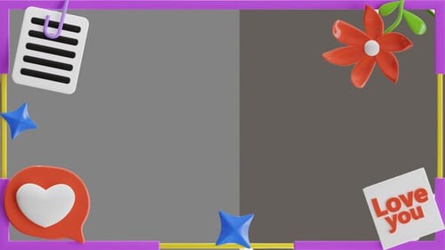 3D Animated Decorative Frame with Love You Note and Heart