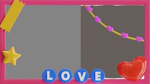 Animated 3D Love Lettering and Heart Frame