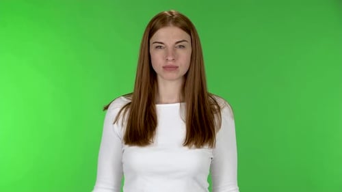 Woman Waving and Smiling on Green Screen