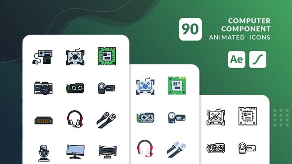 Animated Computer Hardware and Digital Device Icons Pack, Elements ft ...