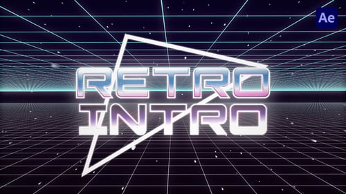 Retro 80s Gaming Intro Title with Glitch Effects