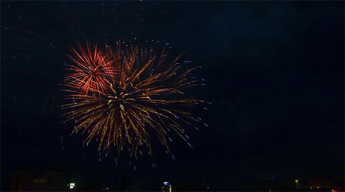 Colorful Fireworks Exploding in Night Sky