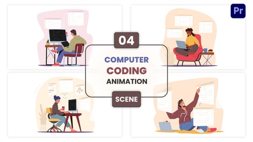 Computer Coding Animation Scene, Elements ft. algorithms & cloud ...