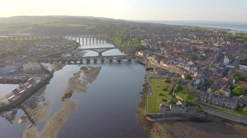 The Picturesque Seaside Town of Berwick Upon Tweed inn England Seen From The Air