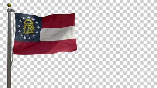 Realistic Waving Flag of Georgia State on Alpha Channel