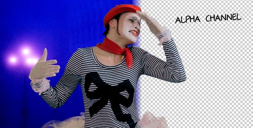 Expressive Mime Artist Performing with Exaggerated Gestures