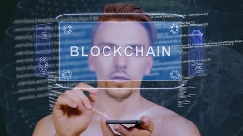 Futuristic Digital Blockchain Interface Hologram Concept